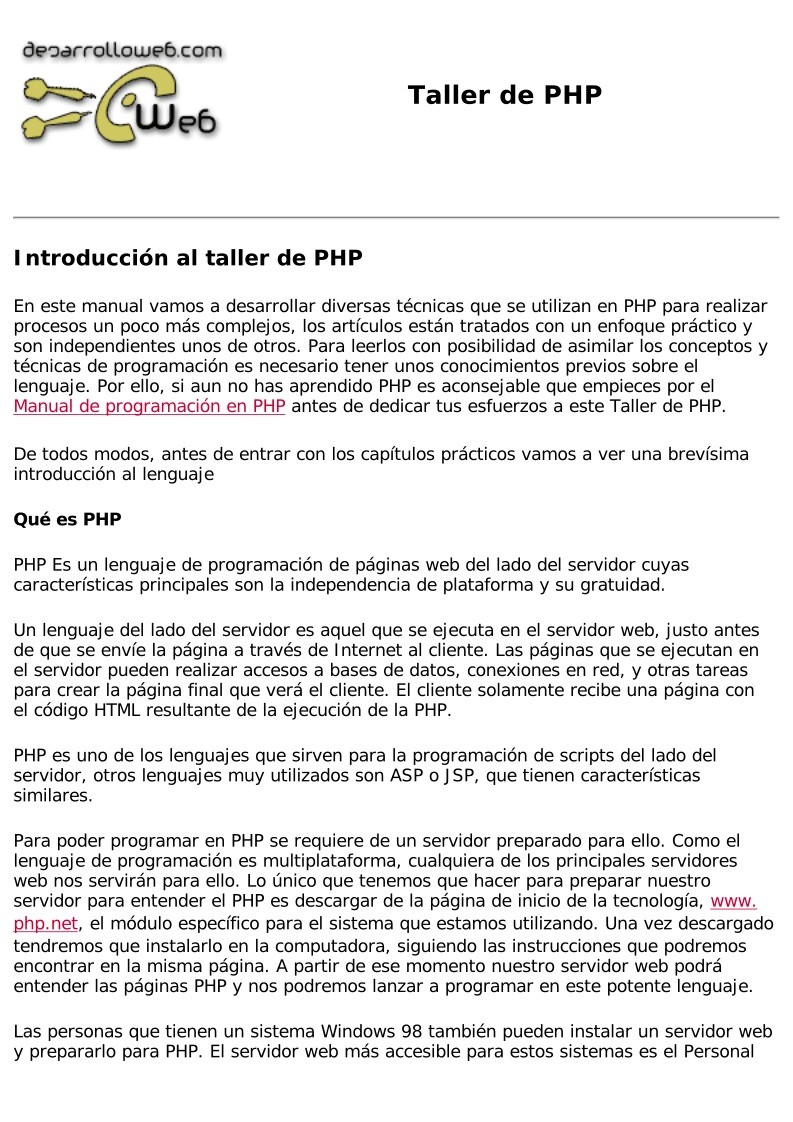 Imágen de pdf Taller de PHP - Manual completo